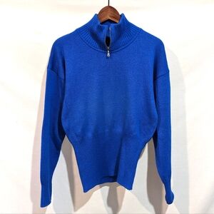 NET-A-PORTER Bogner Wool Blend Blue Quarter Zip Ski Sweater Size Medium